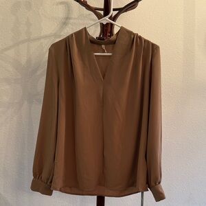 HALARA Brown V-Neck Blouse
